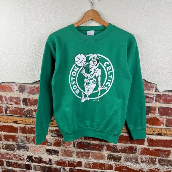 Vintage Boston Celtics Sweatshirt Medium Green Fleece Basketball NBA Tultex 80s - Picture 1 of 6